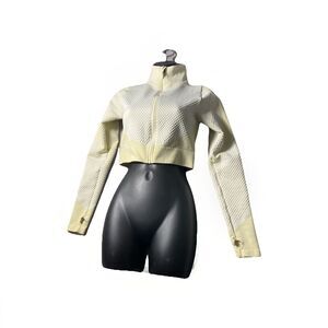 Mix Crop Jacket Performance Yellow Womens Medium Thumb Holes‎ Running Outdoor